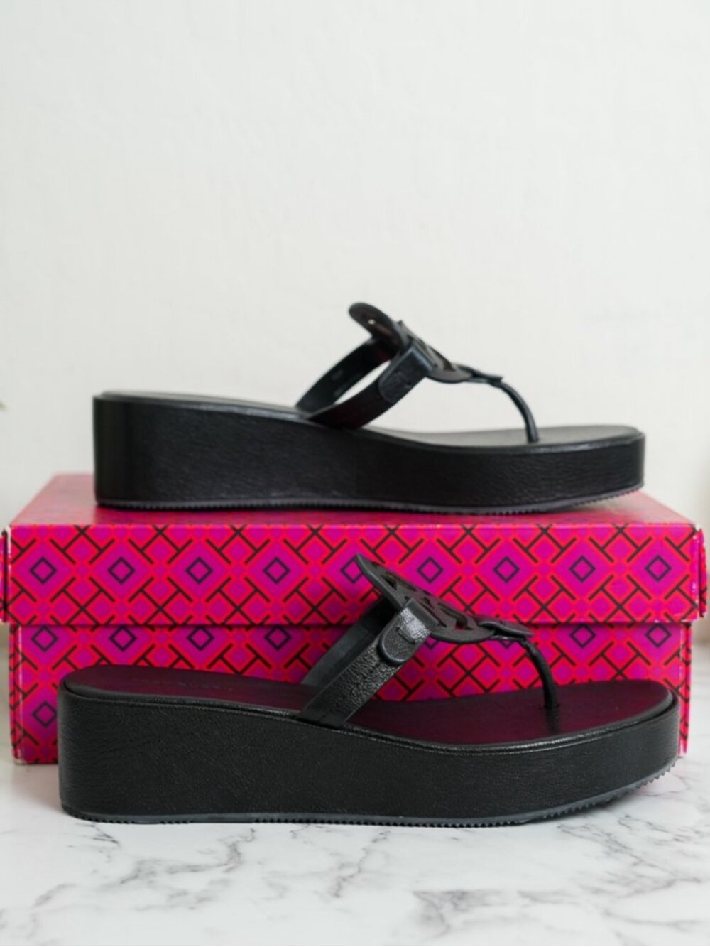 Tory Burch Miller Platform Wedge
Sandals 25mm Black Patent
Leather size 8.5 NIB